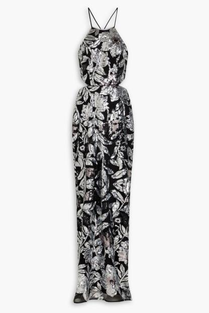 Sequin Tie-Up Sleeveless Maxi Dress