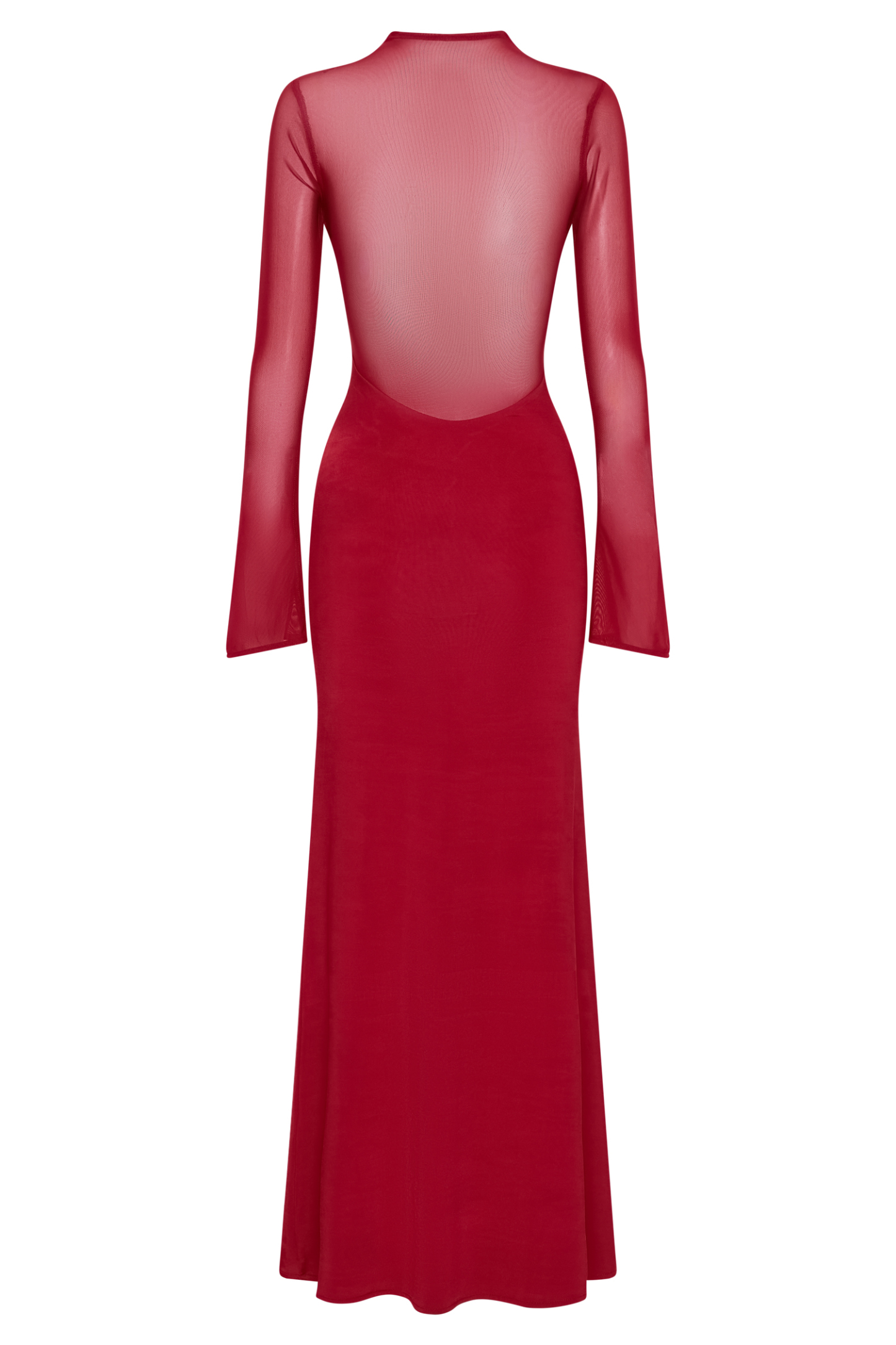 Mesh Splicing Jersey Long Sleeve Maxi Dress