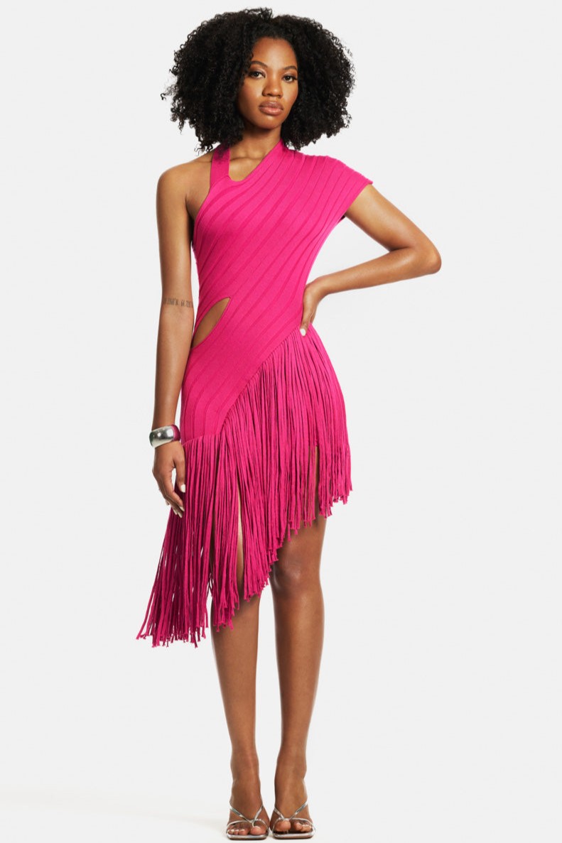 Knit Tassle Sleeveless Midi Dress