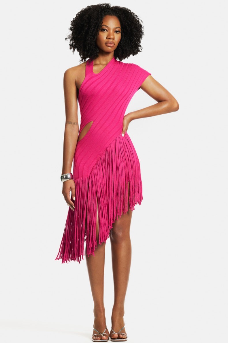 Knit Tassle Sleeveless Midi Dress