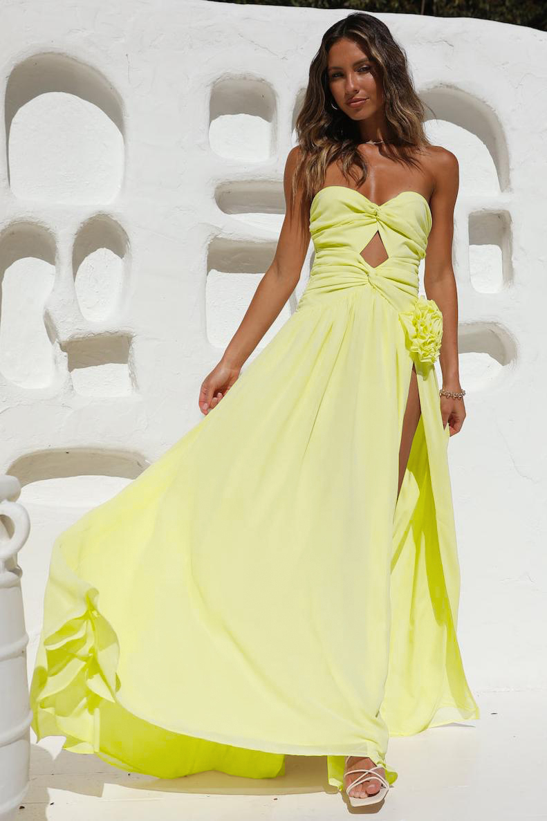 3D Flower Off Shoulder Cut-Out Maxi Dress