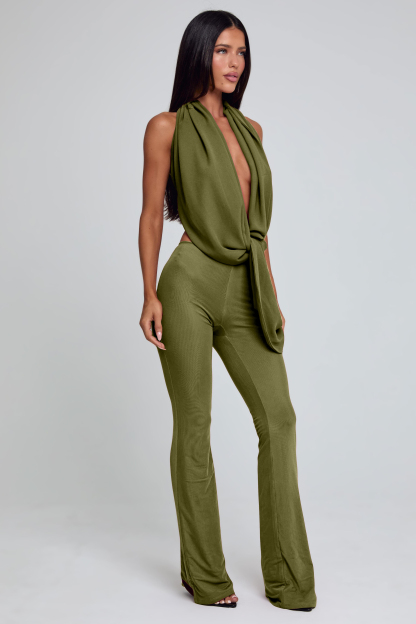 Solid Jersey Halter Neck Jumpsuit