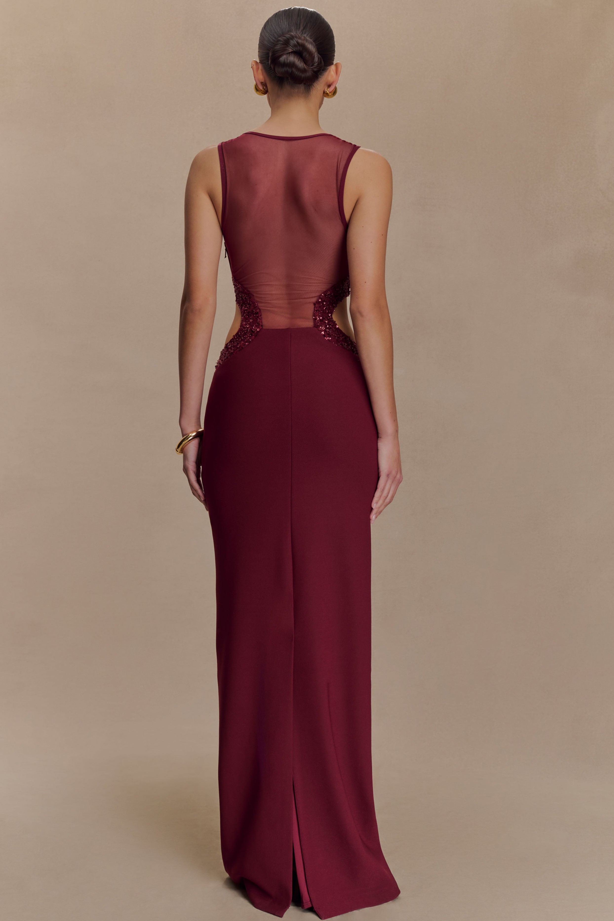 Sequin Cut-Out Sleeveless Maxi Dress