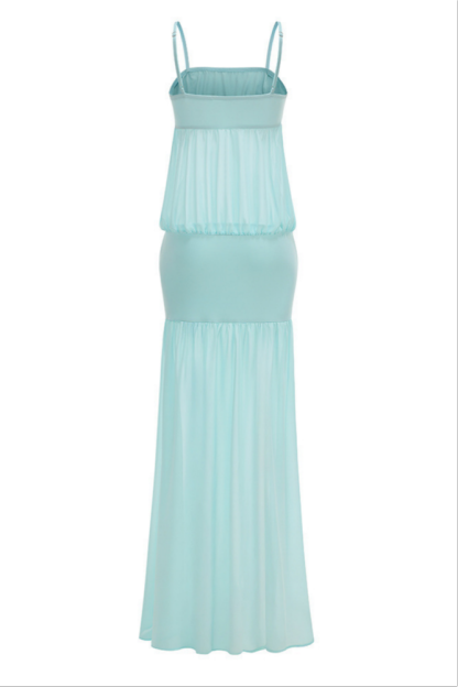 Chiffon Splicing Jersey Solid Slip Maxi Dress