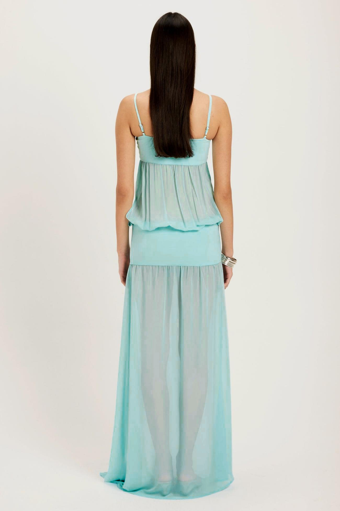 Chiffon Splicing Jersey Solid Slip Maxi Dress