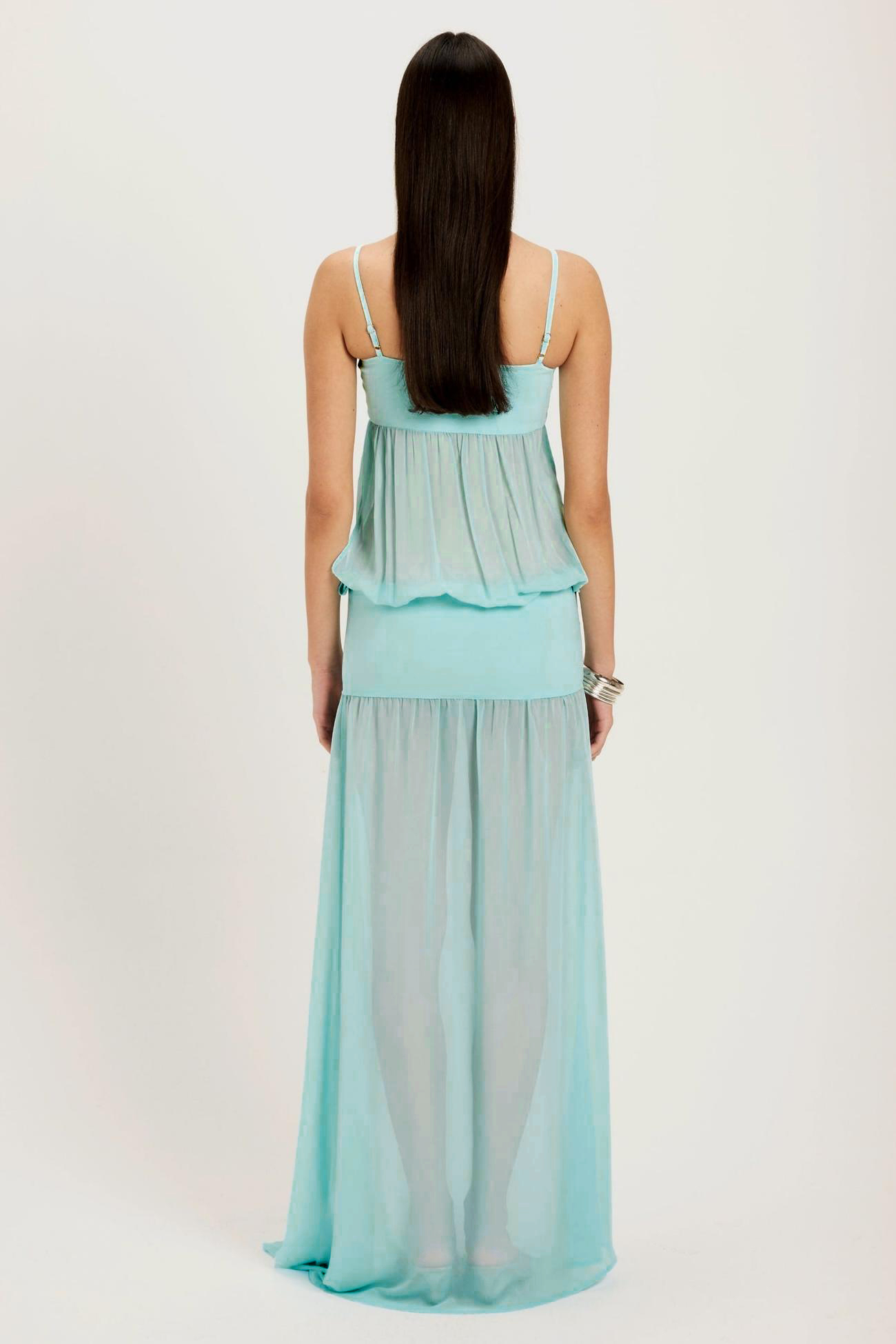 Chiffon Splicing Jersey Solid Slip Maxi Dress