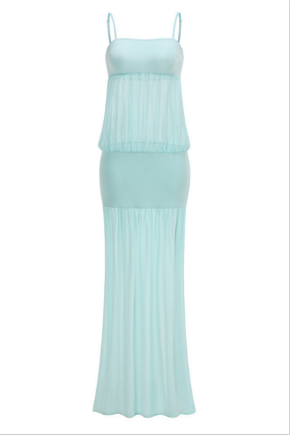 Chiffon Splicing Jersey Solid Slip Maxi Dress