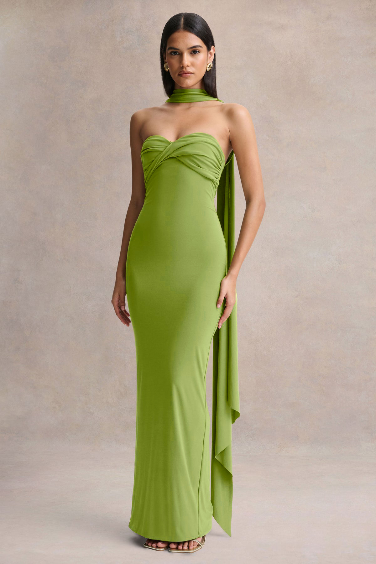Knotted Off Shoulder Sweetheart Neck Maxi Dress