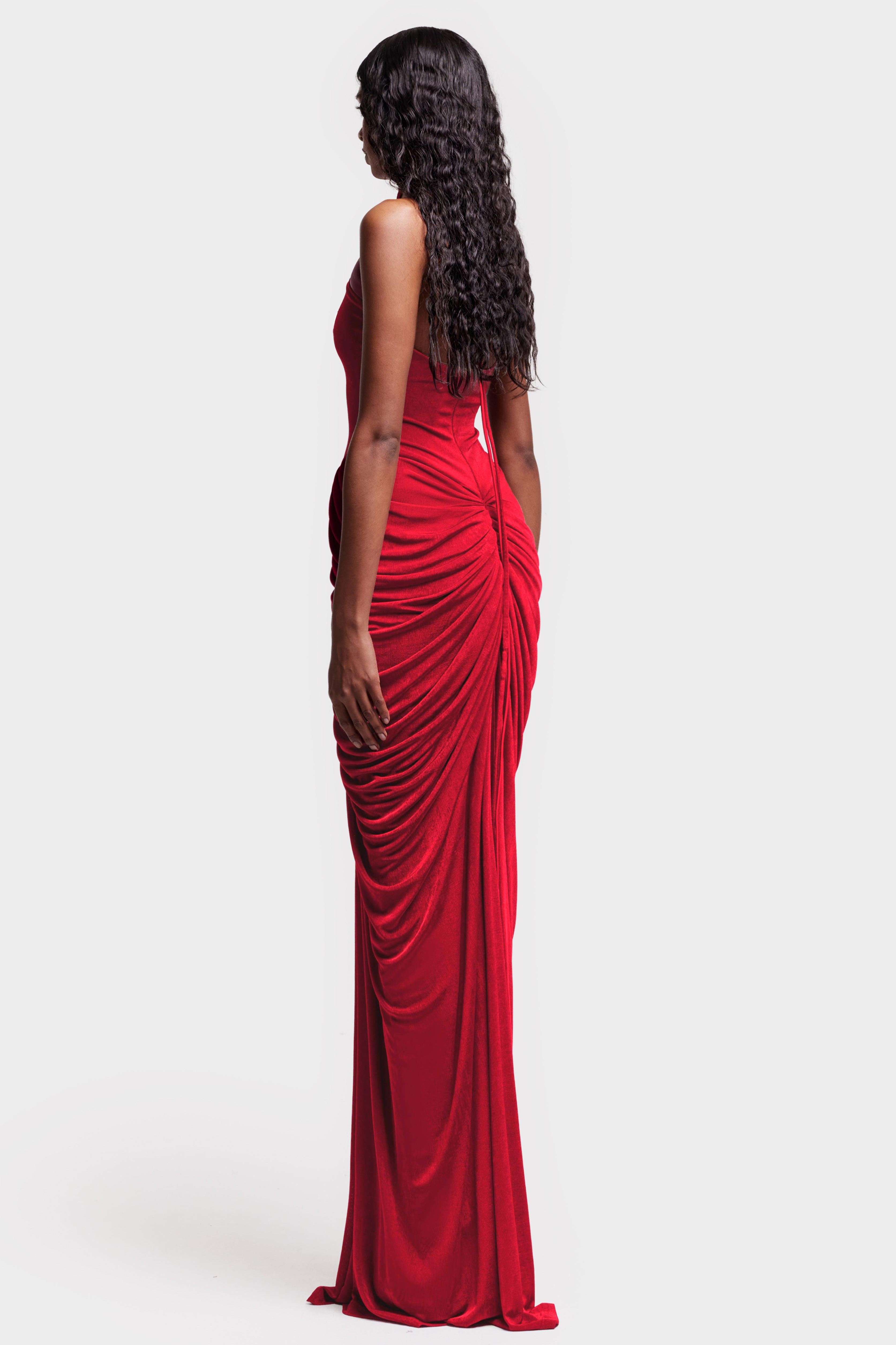Jersey Ruched Cut-Out Maxi Dress