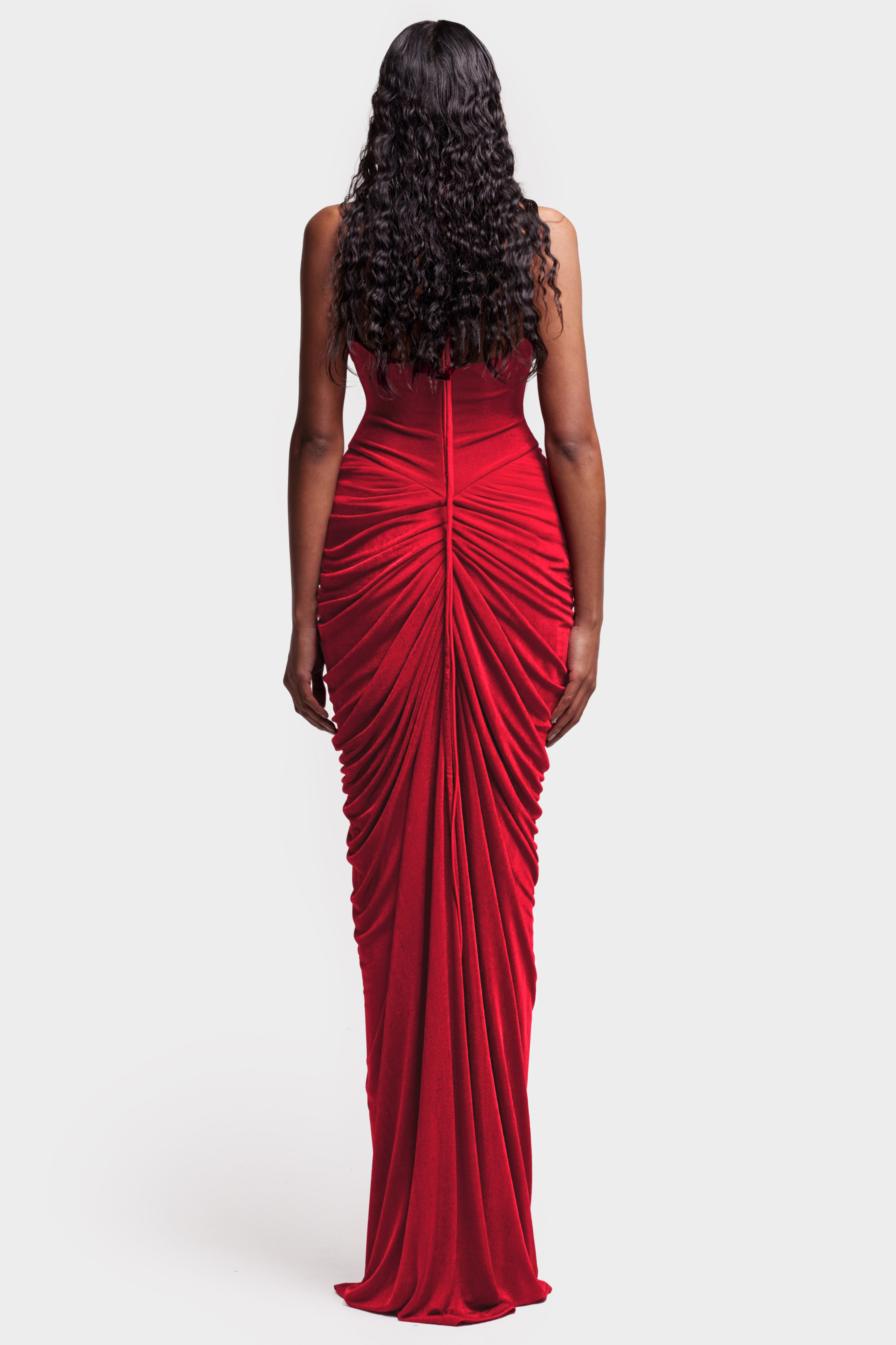 Jersey Ruched Cut-Out Maxi Dress