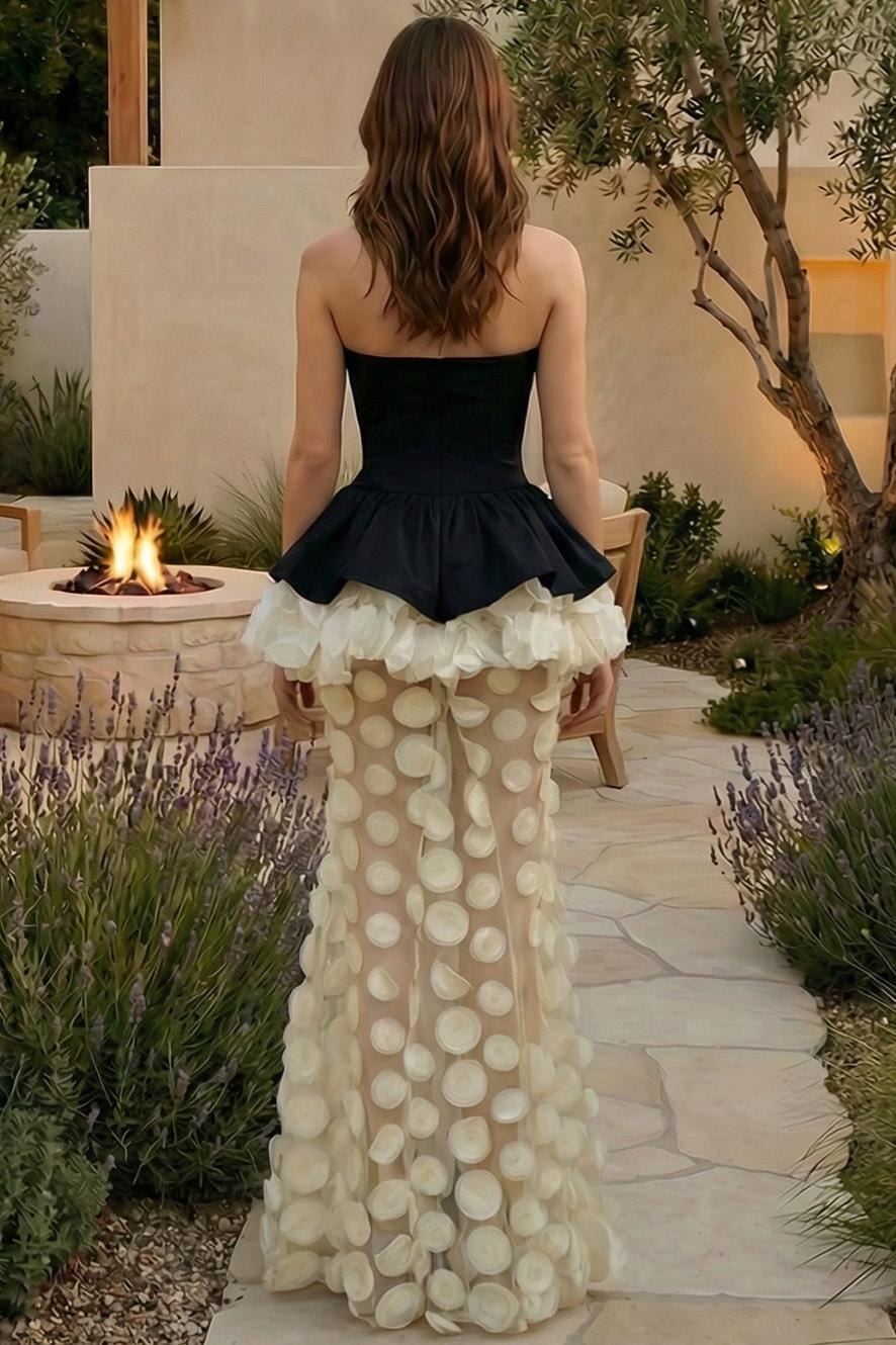 Contrast Color Polka Dot See-Through Maxi Dress