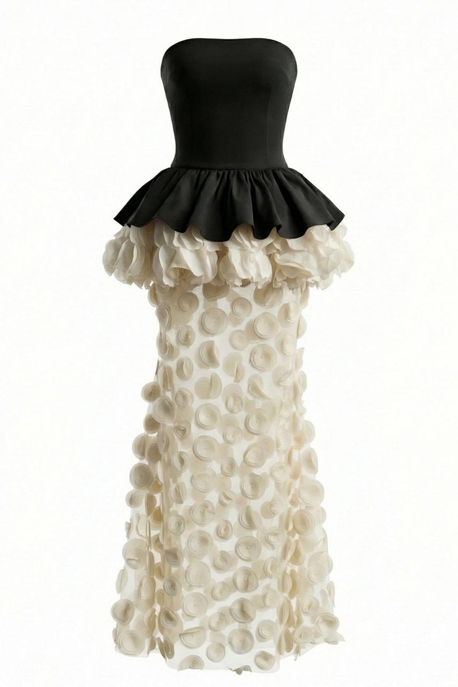 Contrast Color Polka Dot See-Through Maxi Dress