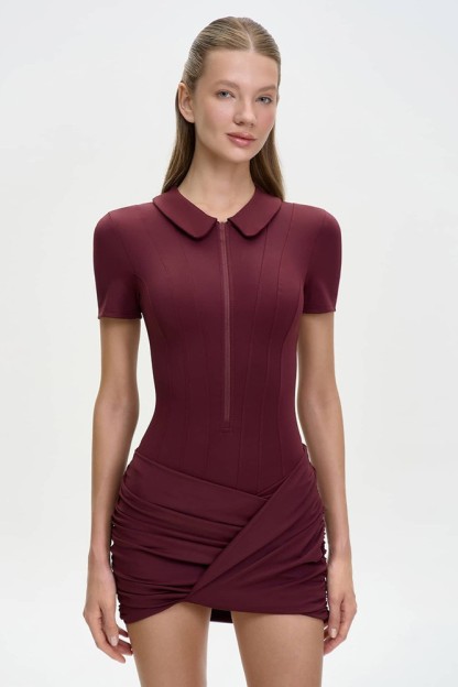 Jersey Knotted Polo Collar Jumpsuit