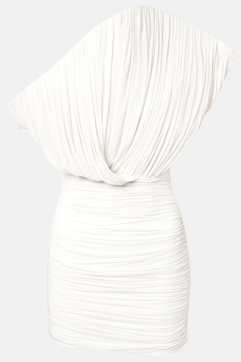 Mesh Ruched Off Shoulder Mini Dress
