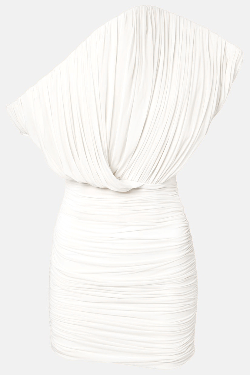Mesh Ruched Off Shoulder Mini Dress