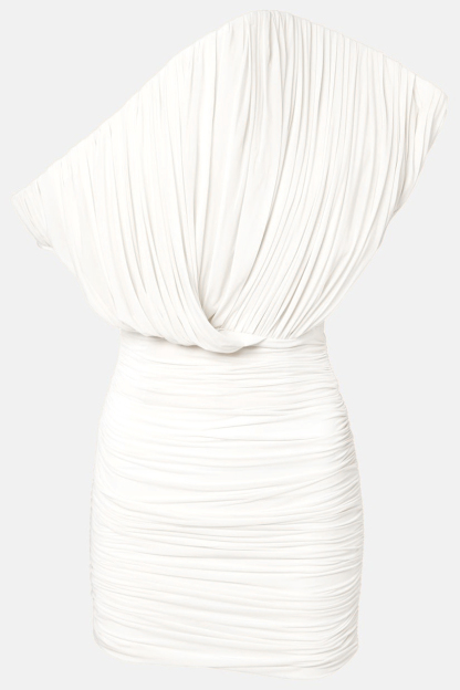 Mesh Ruched Off Shoulder Mini Dress