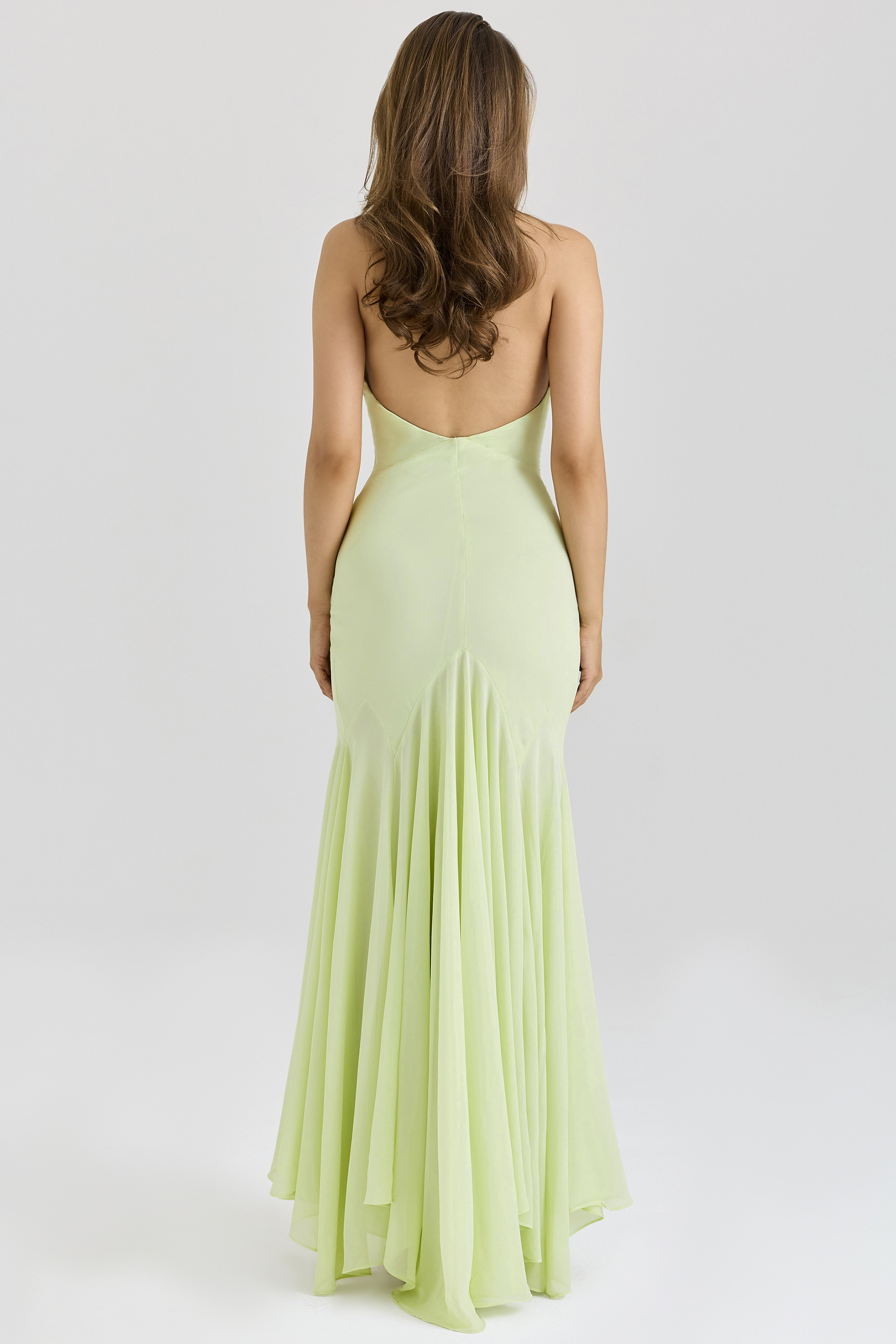 Chiffon Halter Neck V-Neck Maxi Dress
