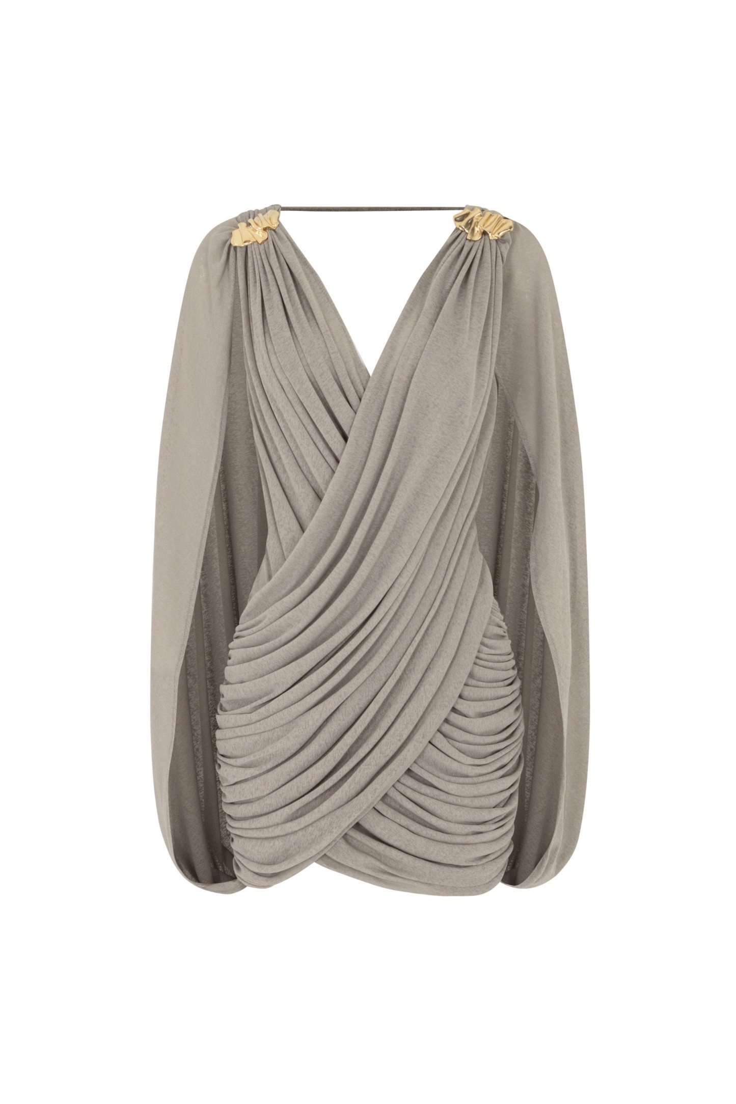 Jersey Gathering Metal Decorations  Mini Dress With Gloves