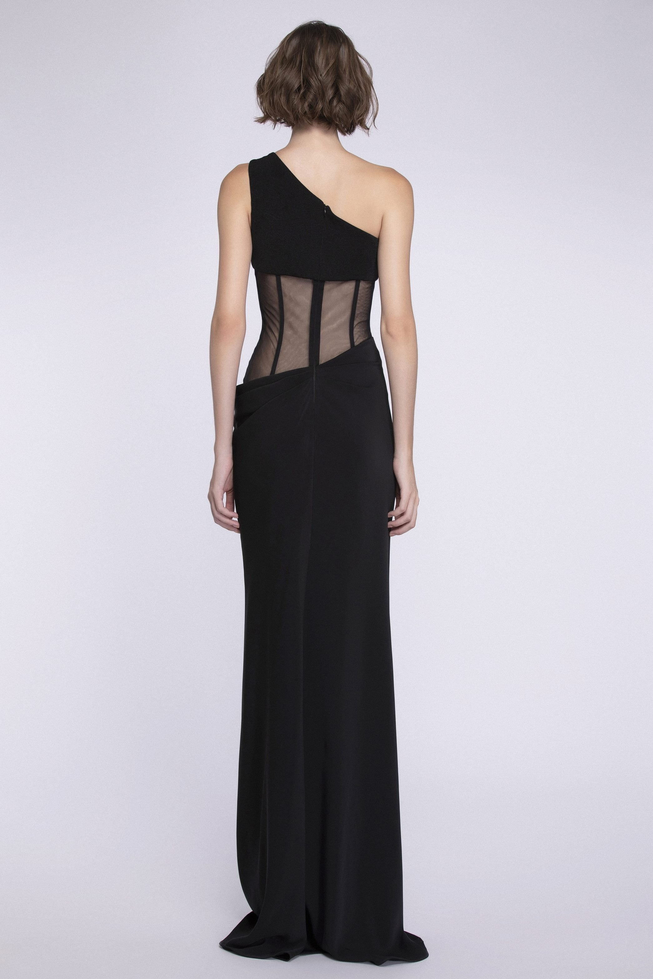 Skew Collar Corset Sleeveless Maxi Dress