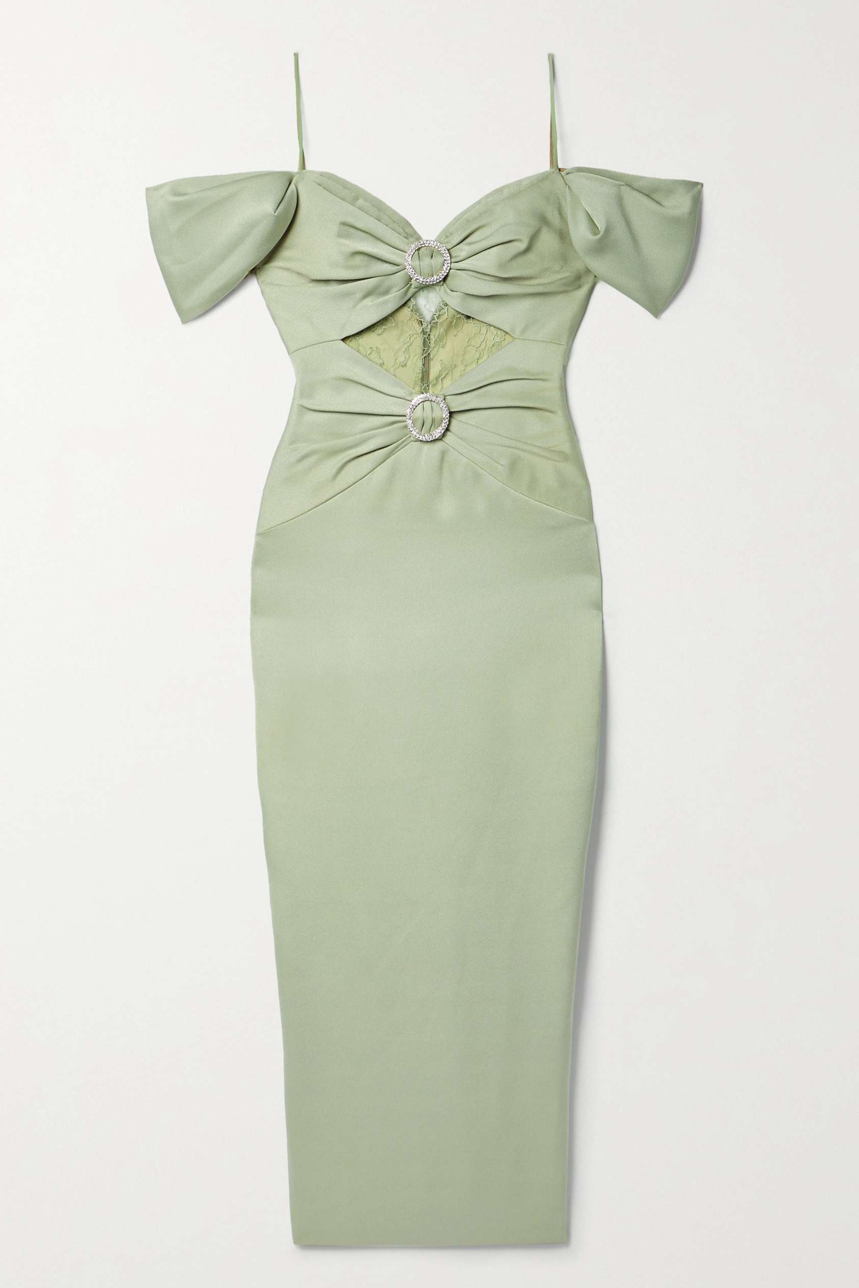 Satin Splicing Jersey Gathering Midi Dress