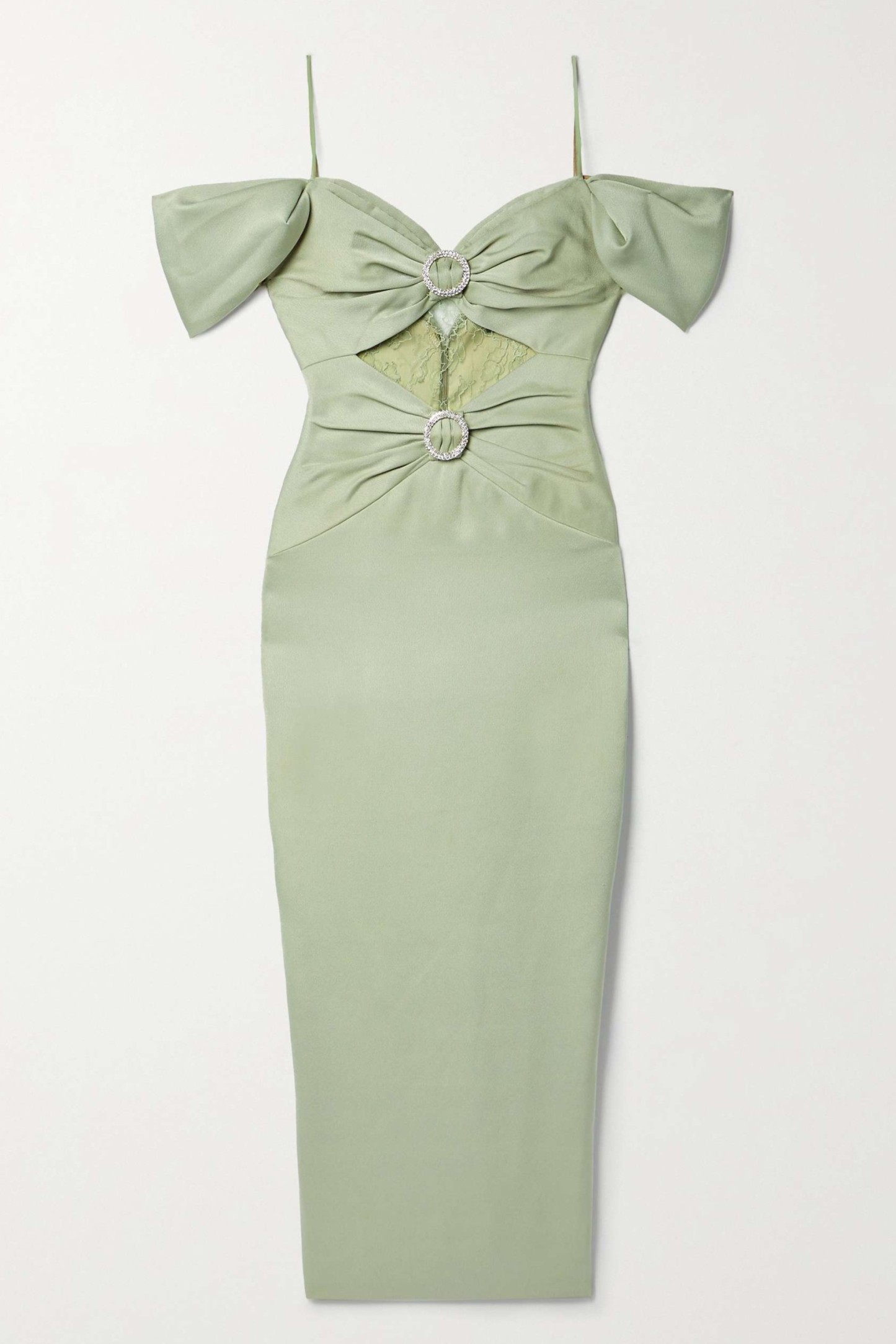 Satin Splicing Jersey Gathering Midi Dress