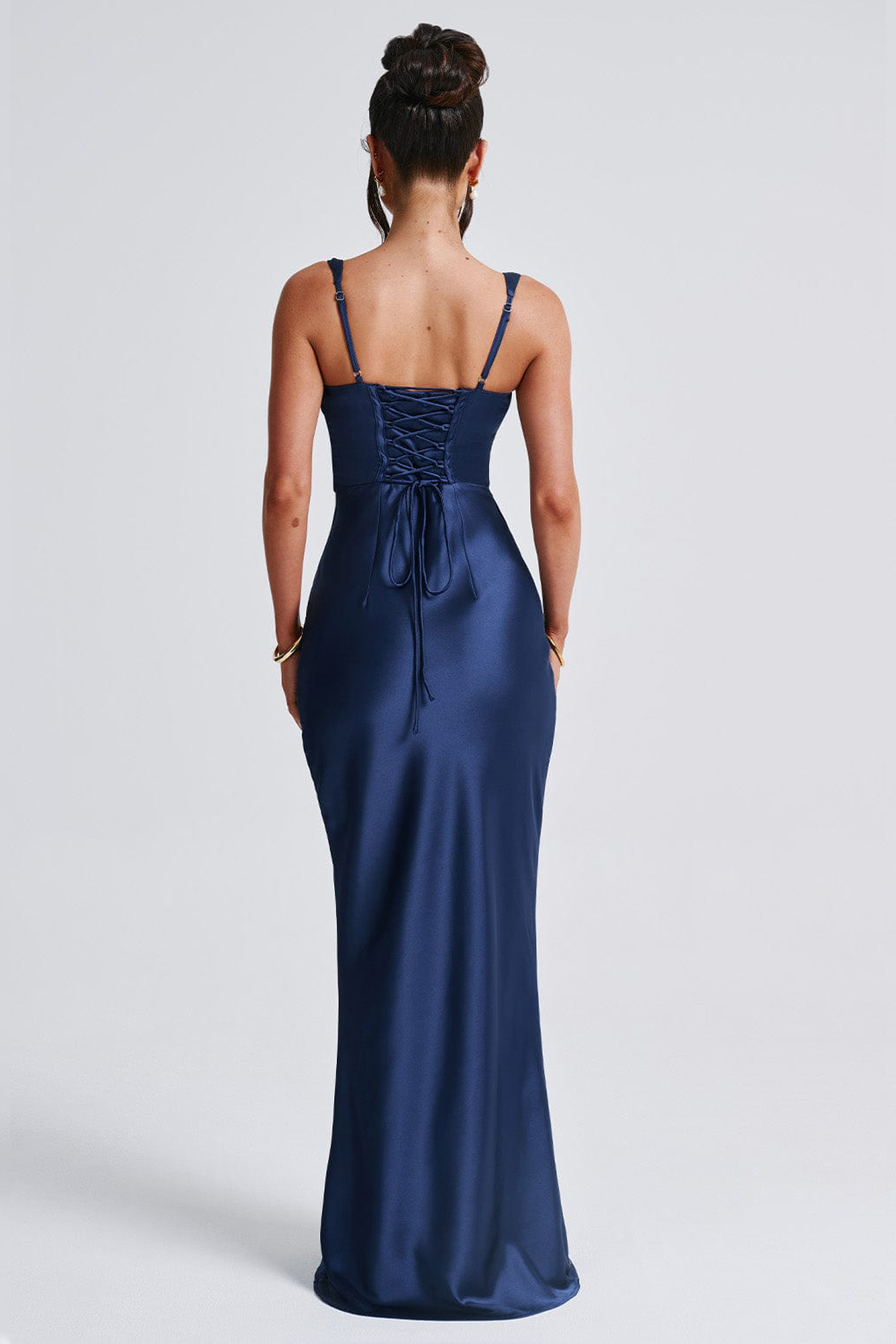 Satin Pleated Corset Maxi Dress