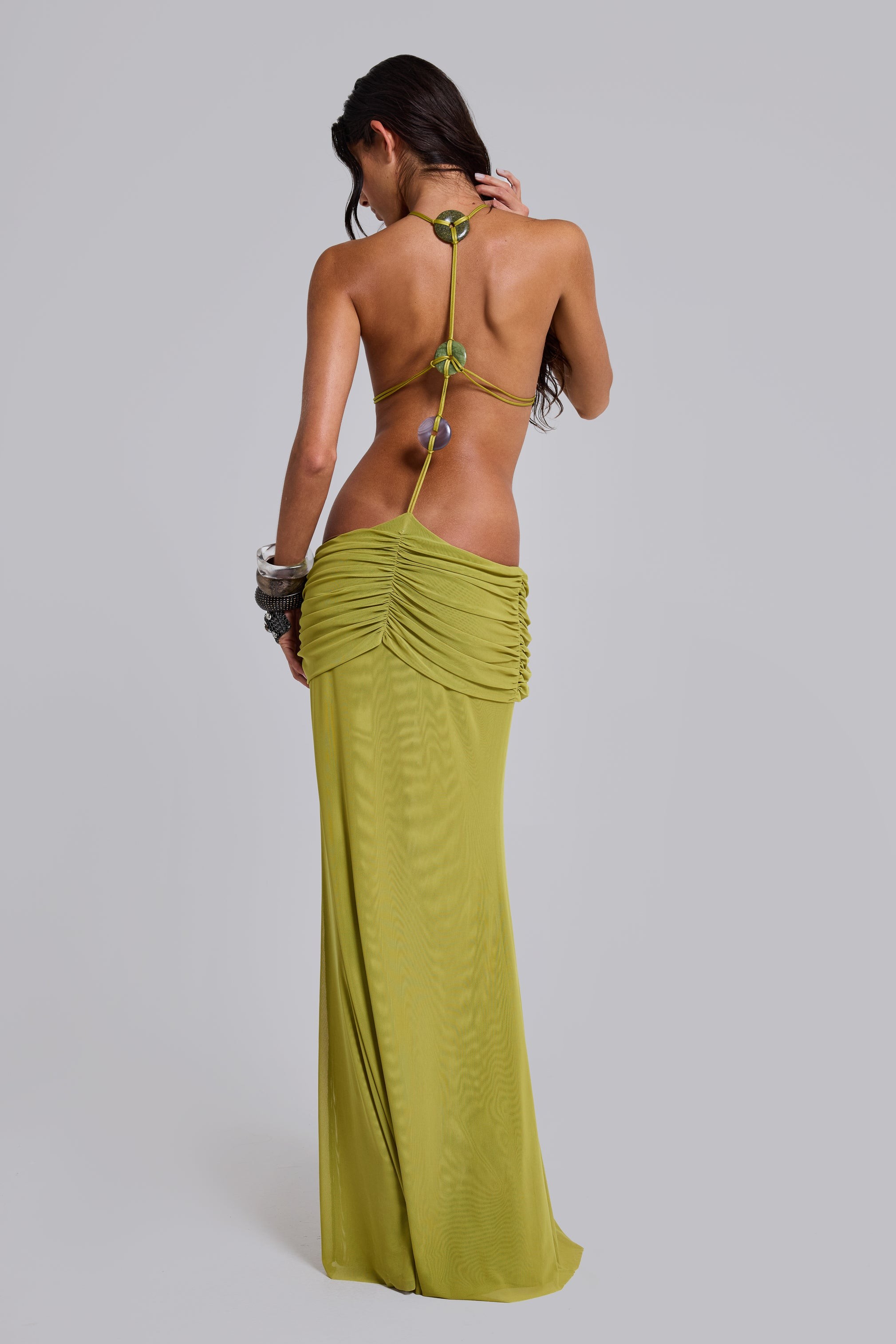 Mesh Cut-Out Backless Maxi Dress
