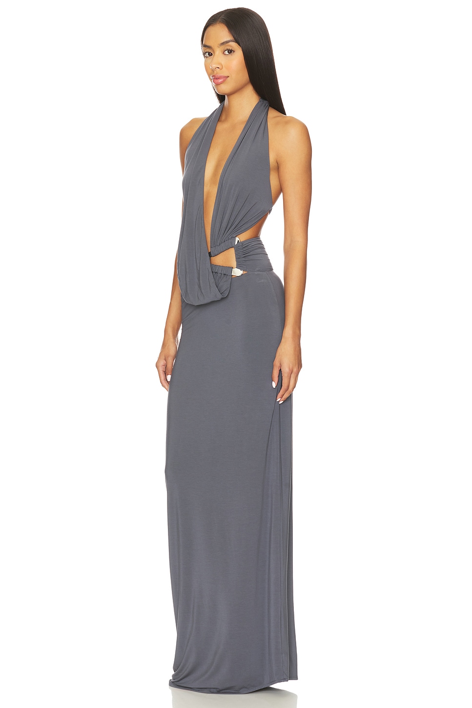 Halter Neck Asymmetrical Cut-Out Maxi Dress