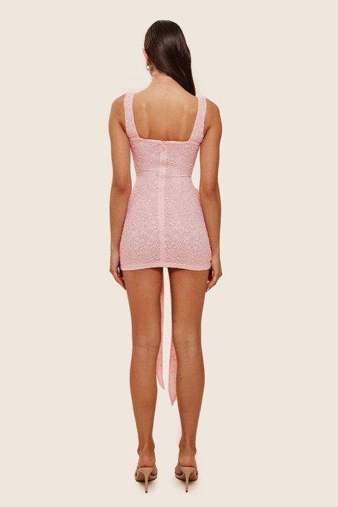 Solid Lace Sweetheart Neck Mini Dress