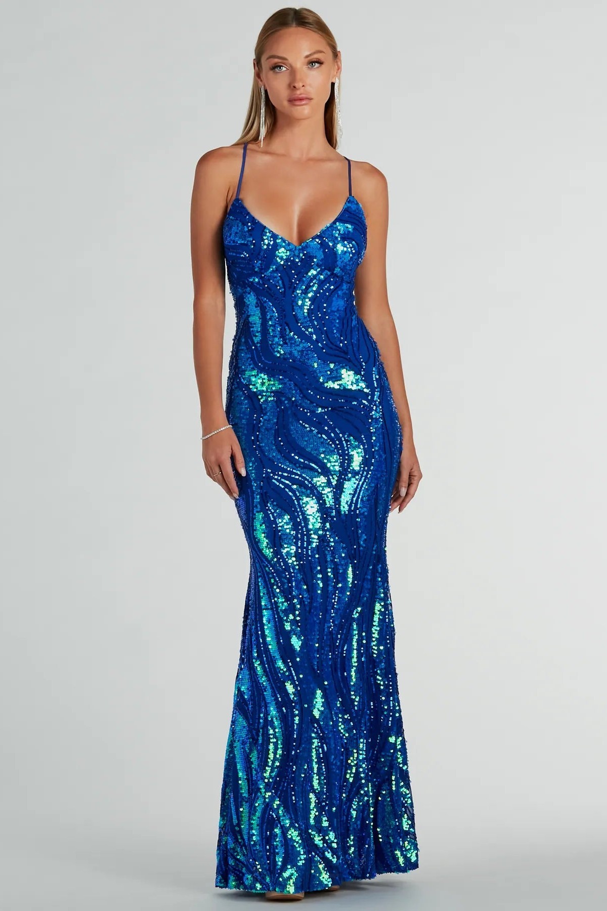Sequin V-Neck Sleeveless Maxi Dress