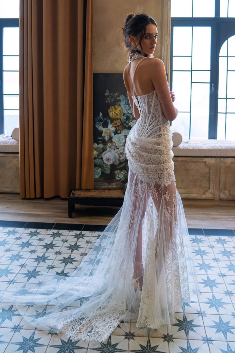 Lace Corset Strapless Mini Dress & Maxi Skirt Set