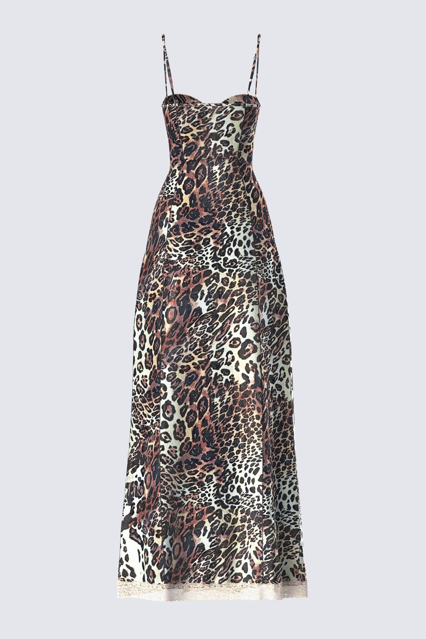 Leopard Print Lace Cut-Out Maxi Dress