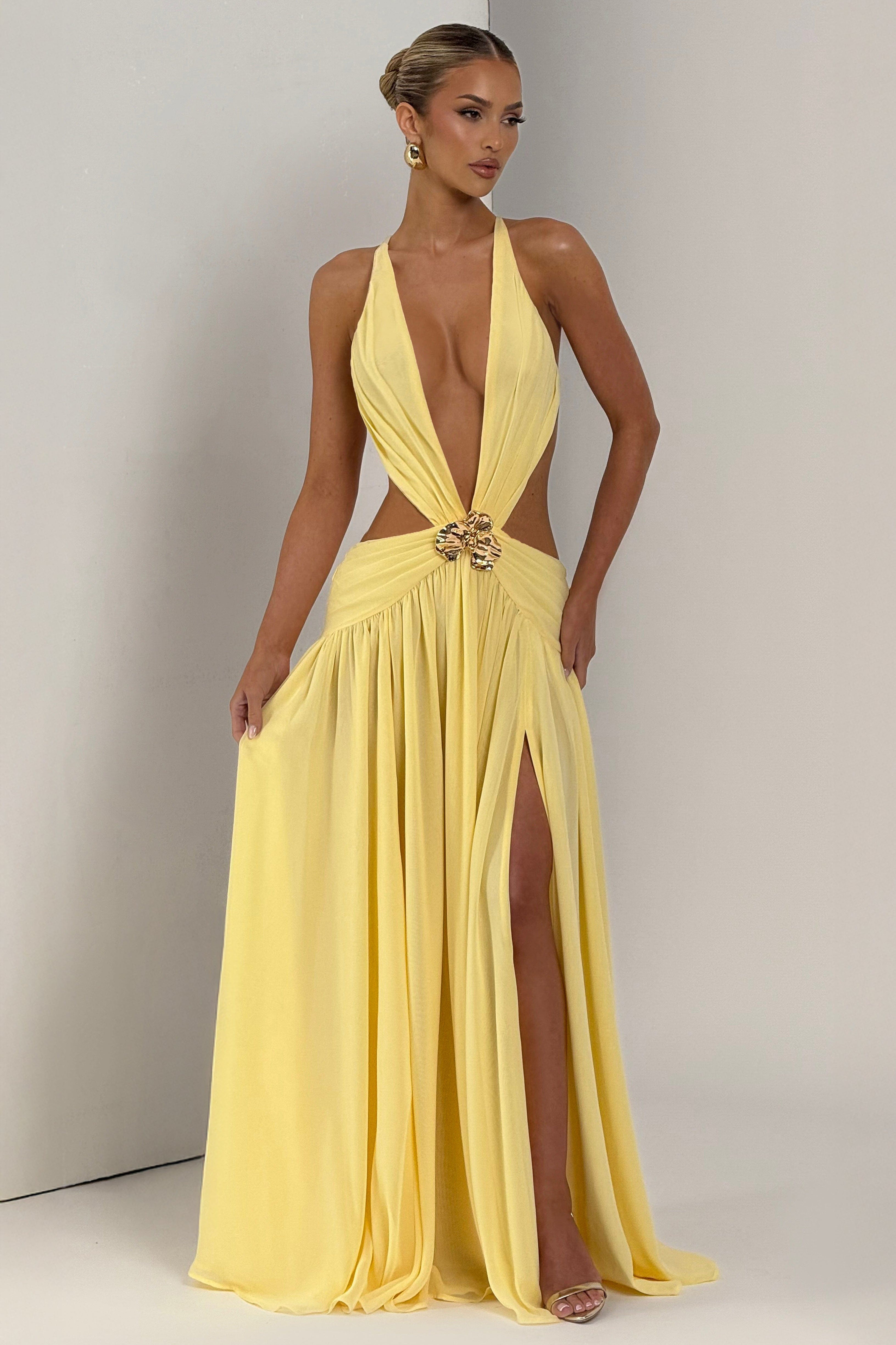 Mesh Cut-Out Tie-Up Maxi Dress