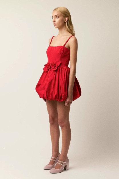 Solid 3D Flower Slip Mini Dress