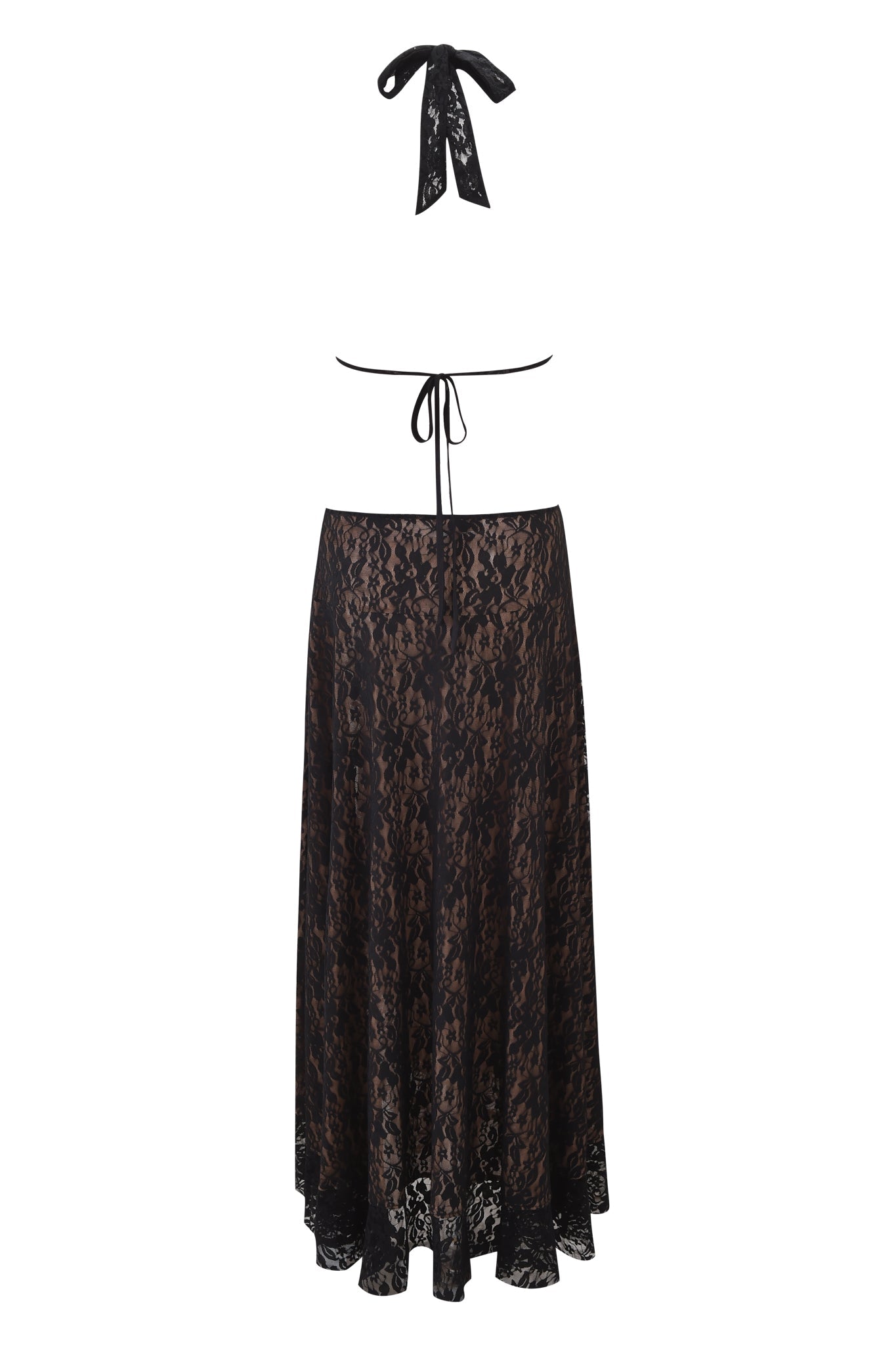 Lace Cut-Out Slit Maxi Dress