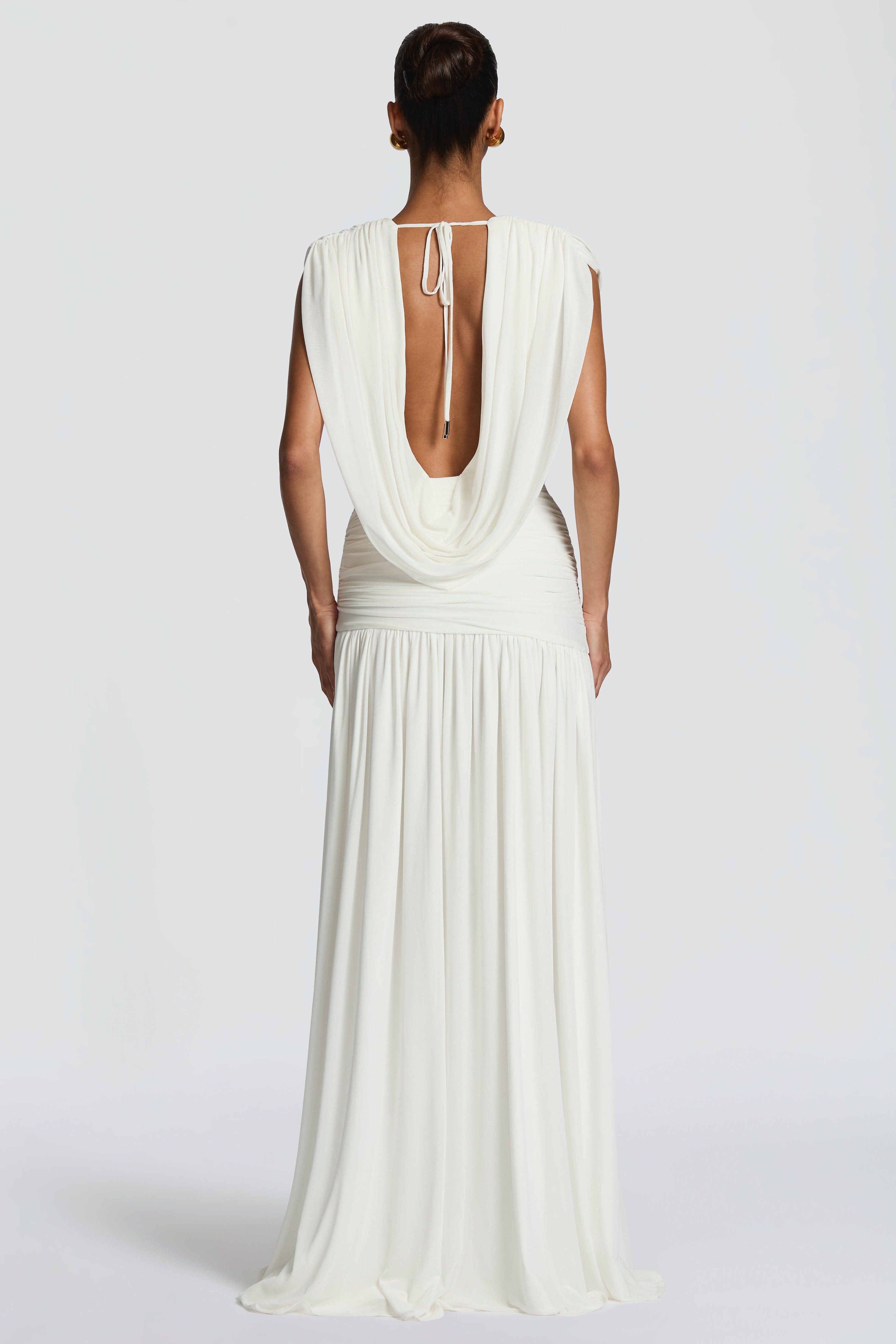 Jersey Gathering V-Neck Maxi Dress