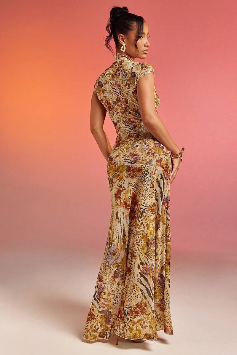 Floral Sleeveless Slit Maxi Dress