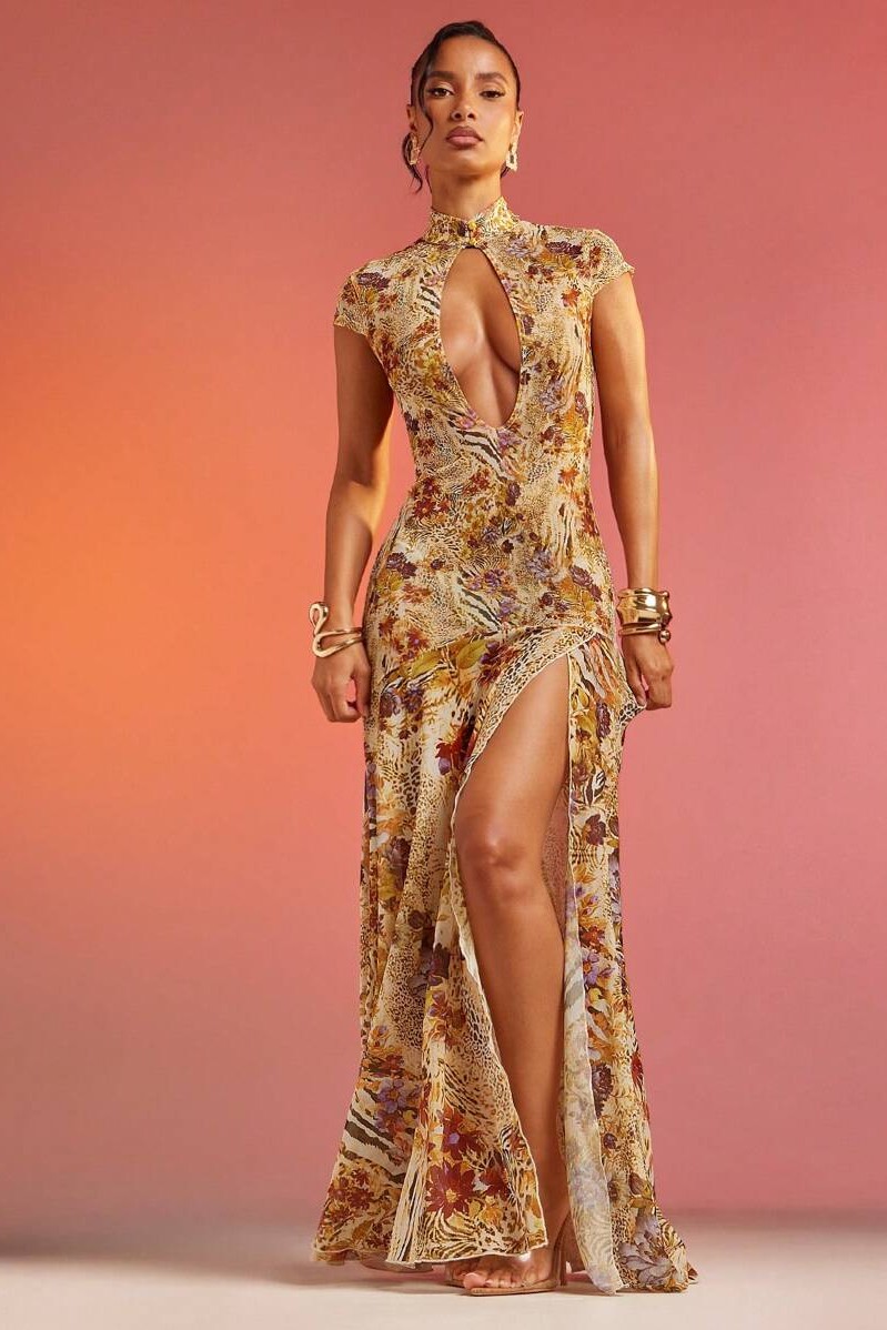 Floral Sleeveless Slit Maxi Dress