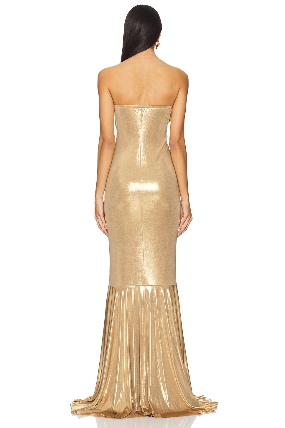 Metallic Fabric Gathering Off-Shoulder Maxi Dress