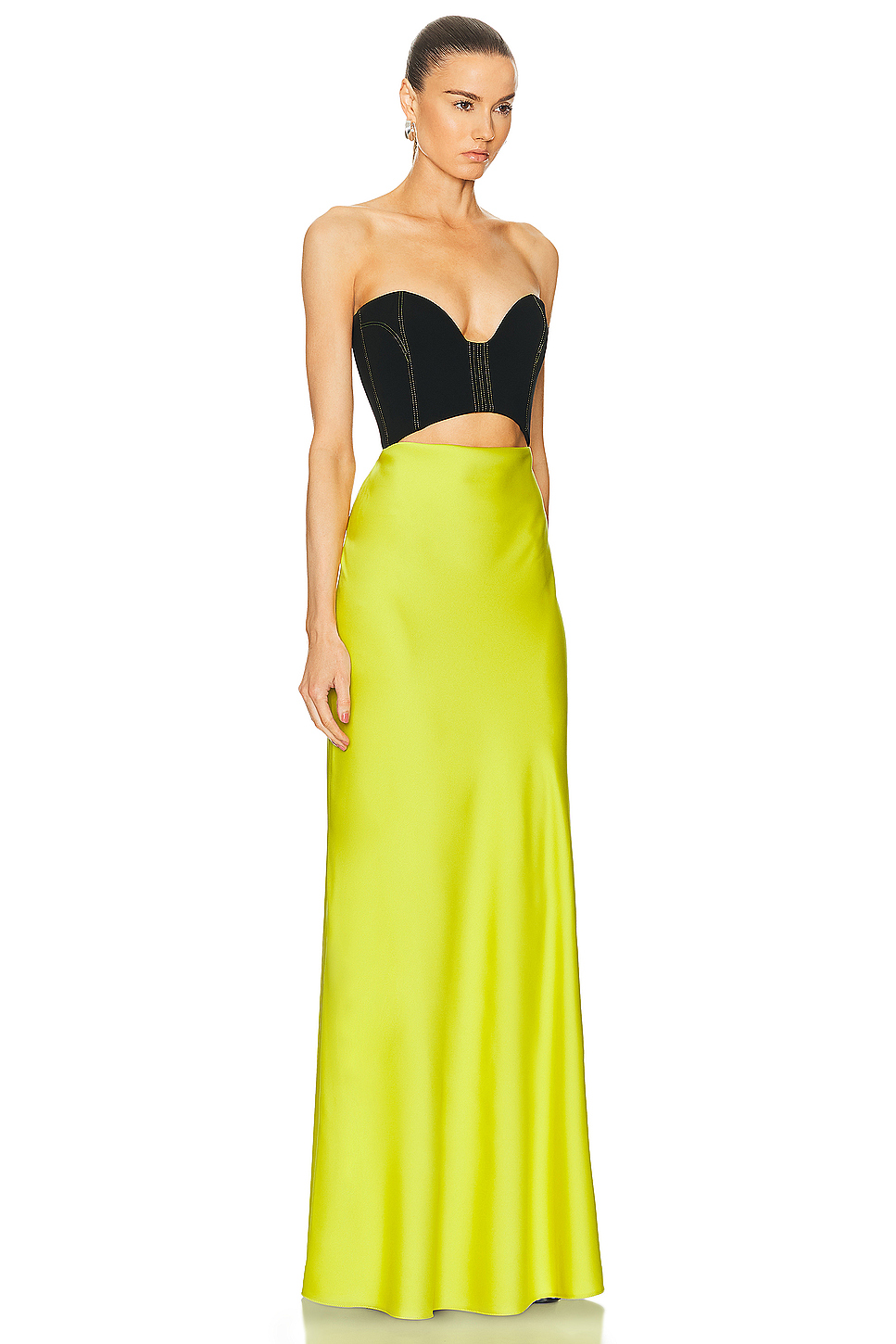 Bandage Splicing Satin Off Shoulder Cut-Out Maxi Dress