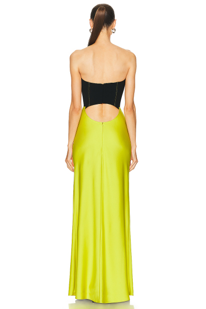 Bandage Splicing Satin Off Shoulder Cut-Out Maxi Dress