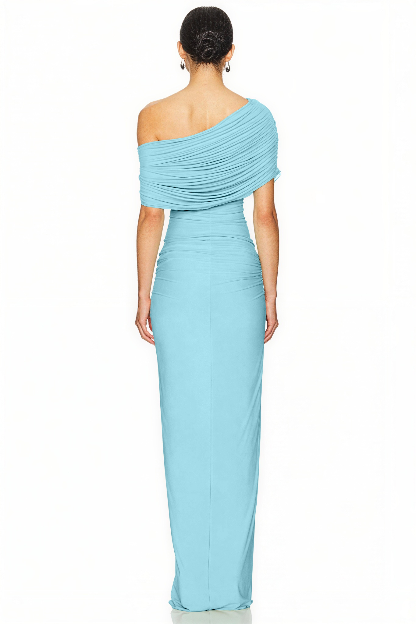 Solid One Shoulder Knotted Maxi Dress