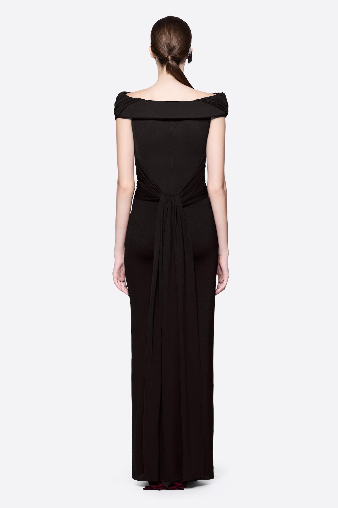 Jersey Gathering Tiie-Up Maxi Dress