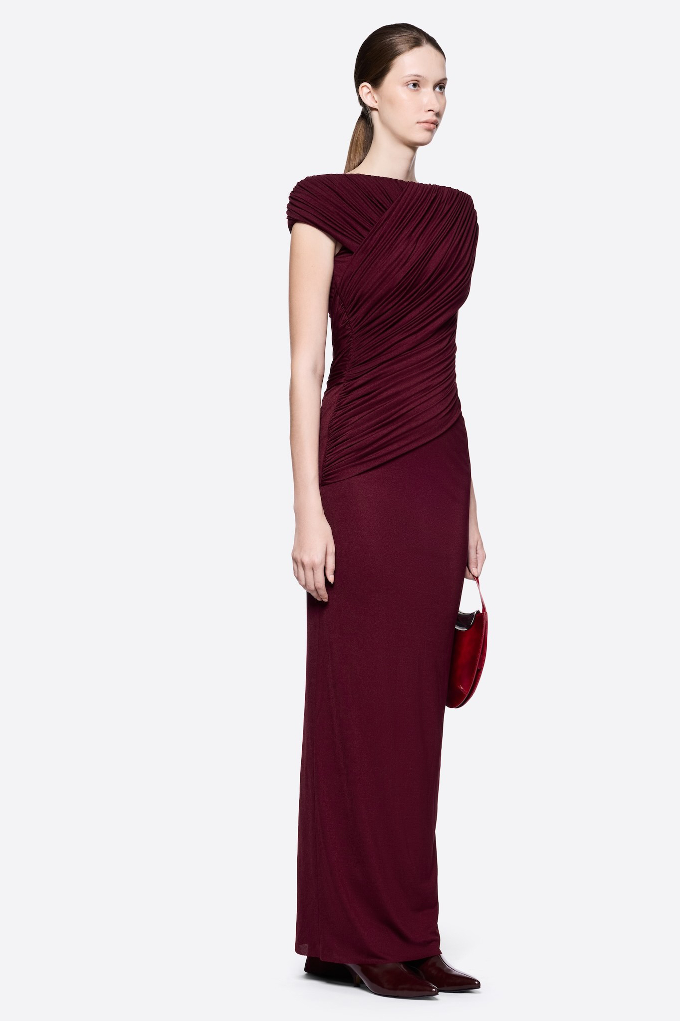 Jersey Gathering Tie-Up Maxi Dress