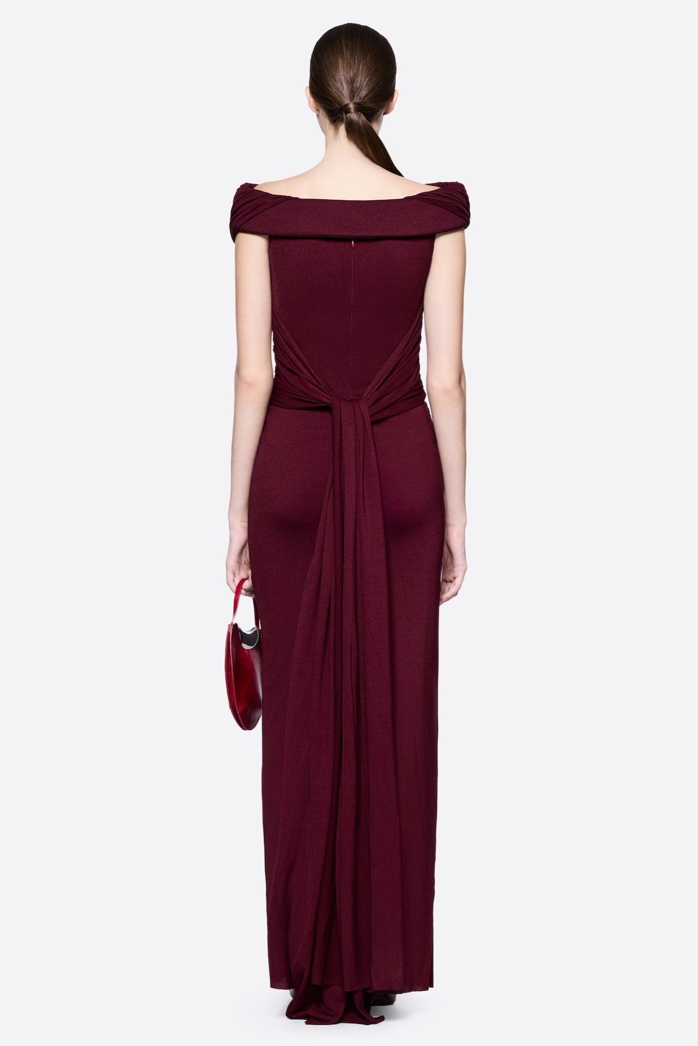 Jersey Gathering Tie-Up Maxi Dress