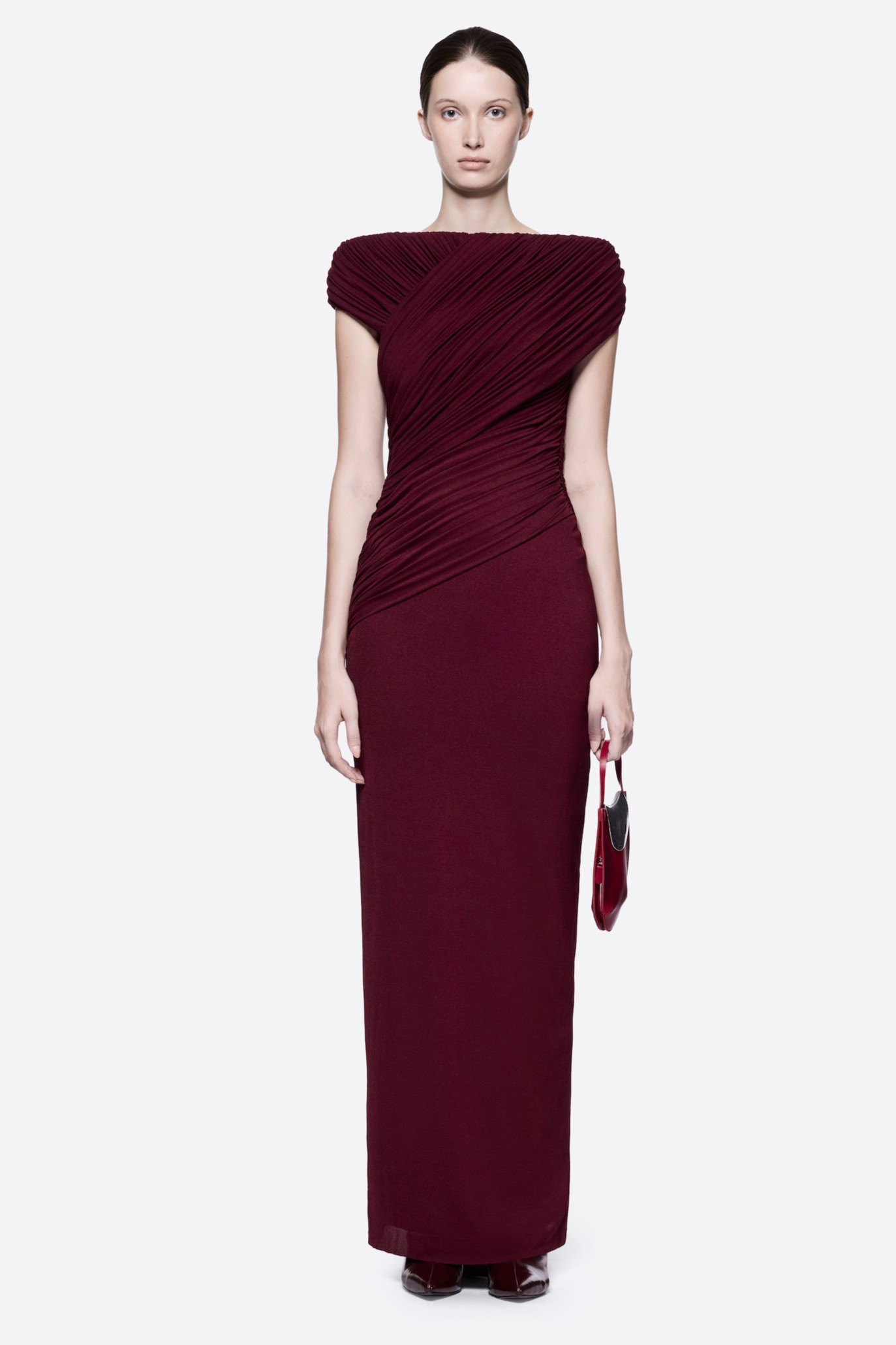 Jersey Gathering Tie-Up Maxi Dress