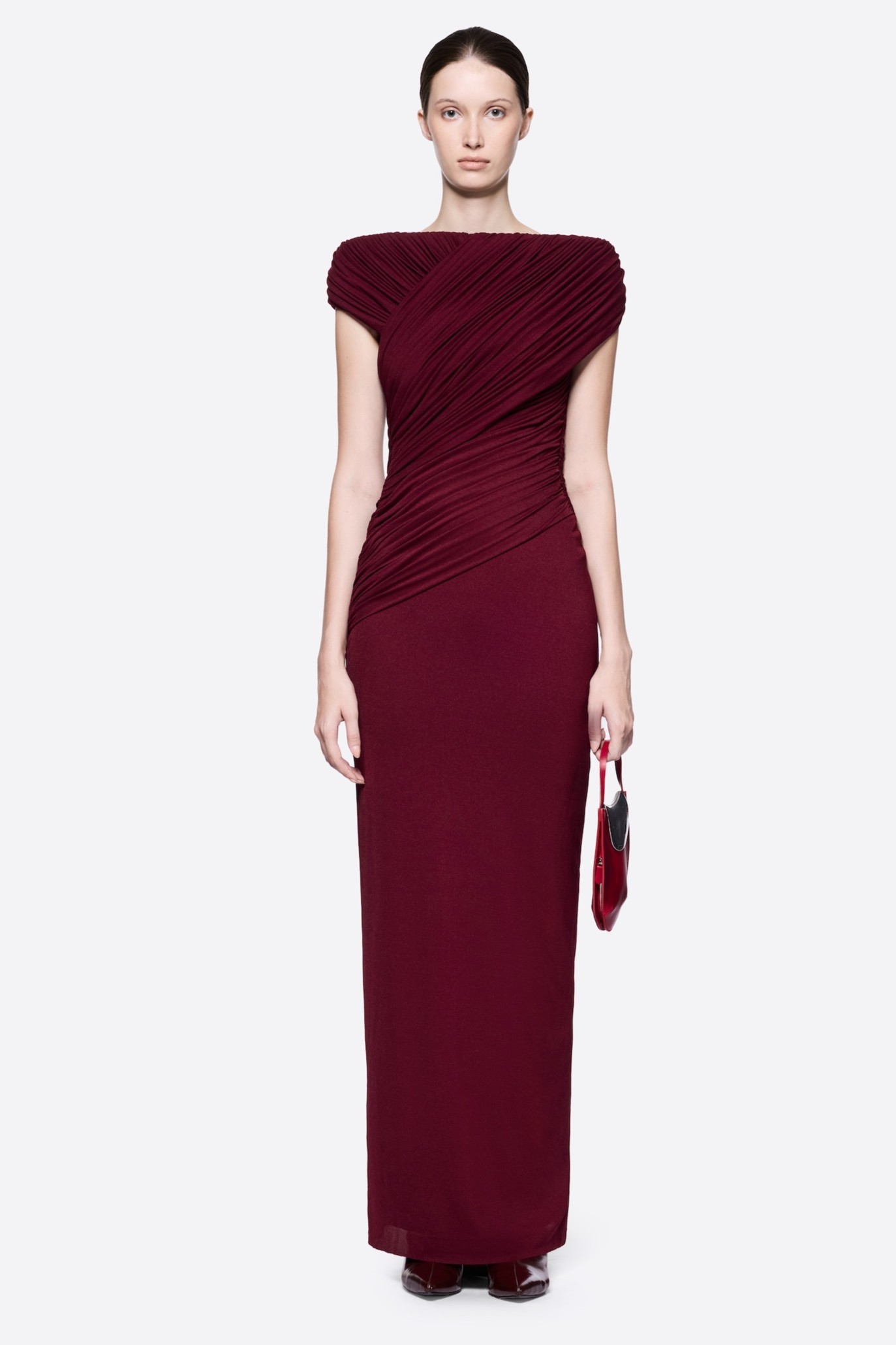 Jersey Gathering Tiie-Up Maxi Dress