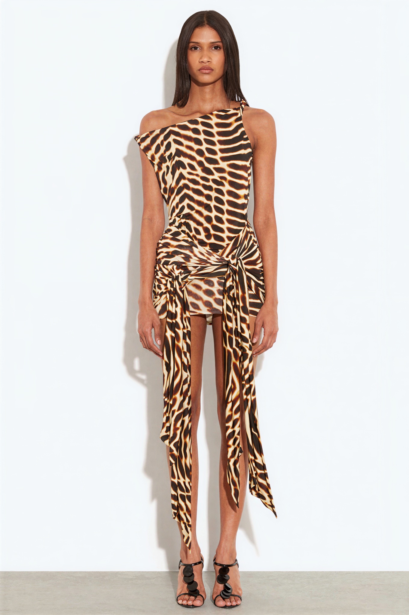 Jersery Animal Print Tie-Up Mini Dress