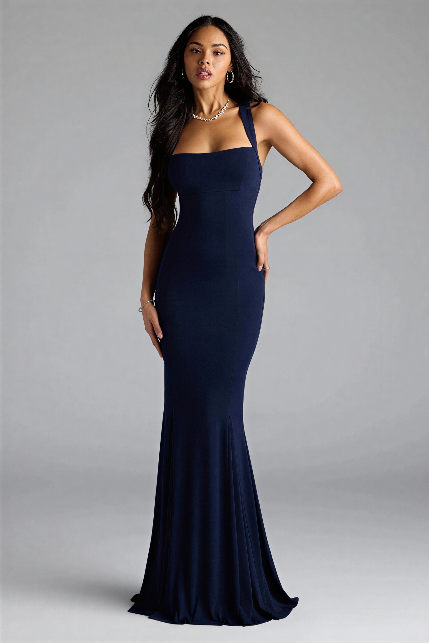 Jersey Halter Neck Tie-Up Maxi Dress