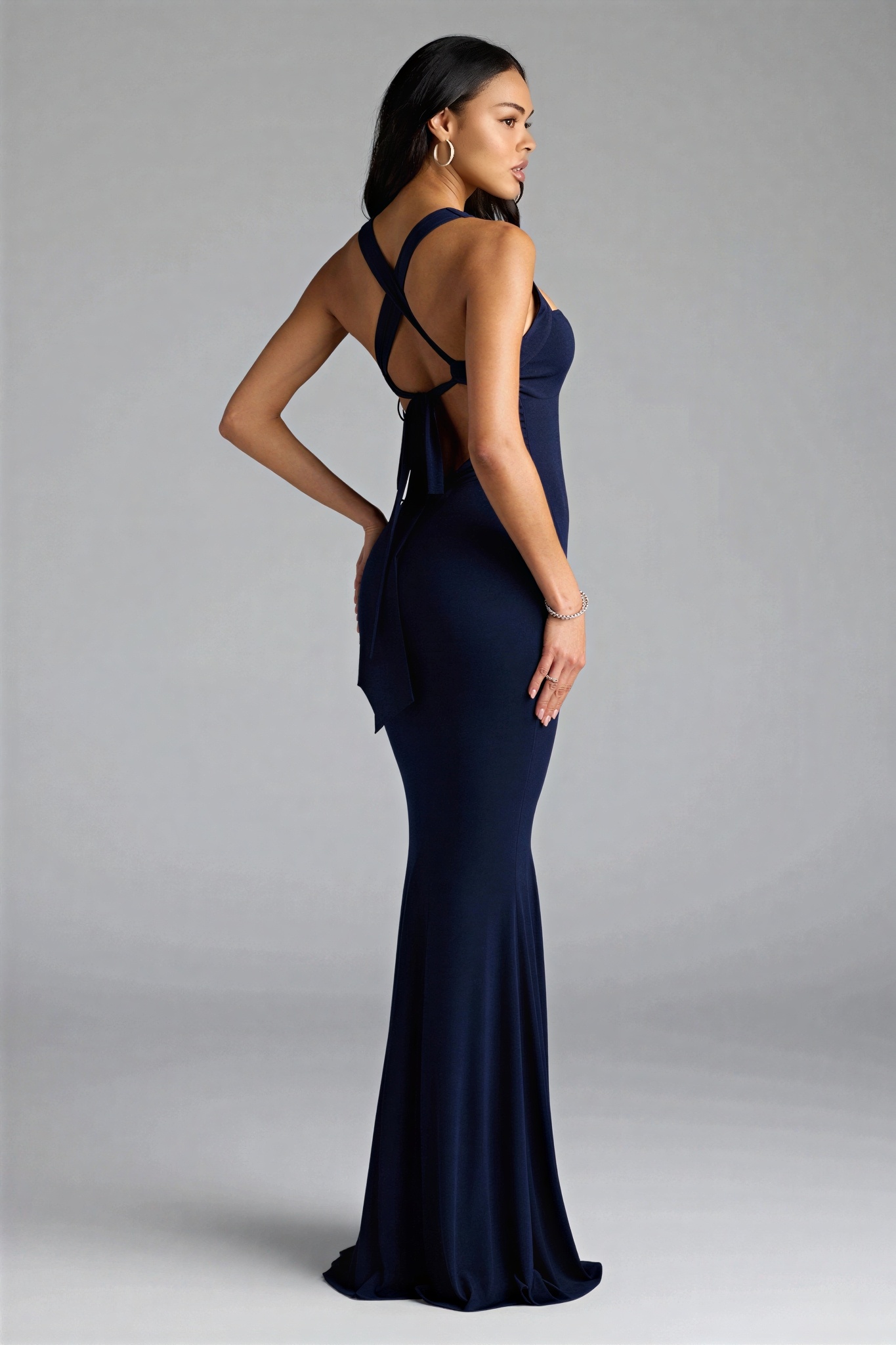 Jersey Halter Neck Tie-Up Maxi Dress